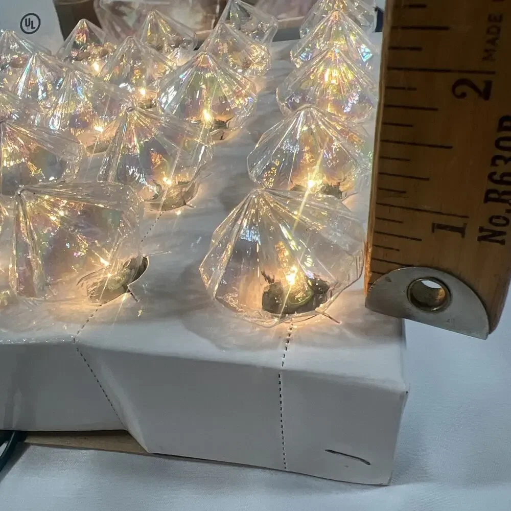 Vintage Jewel Diamond Light Set String Clear Iridescent Christmas Party Room